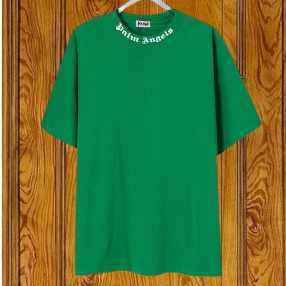 Palm Angels Men's Green Short Sleeve T-Shirt